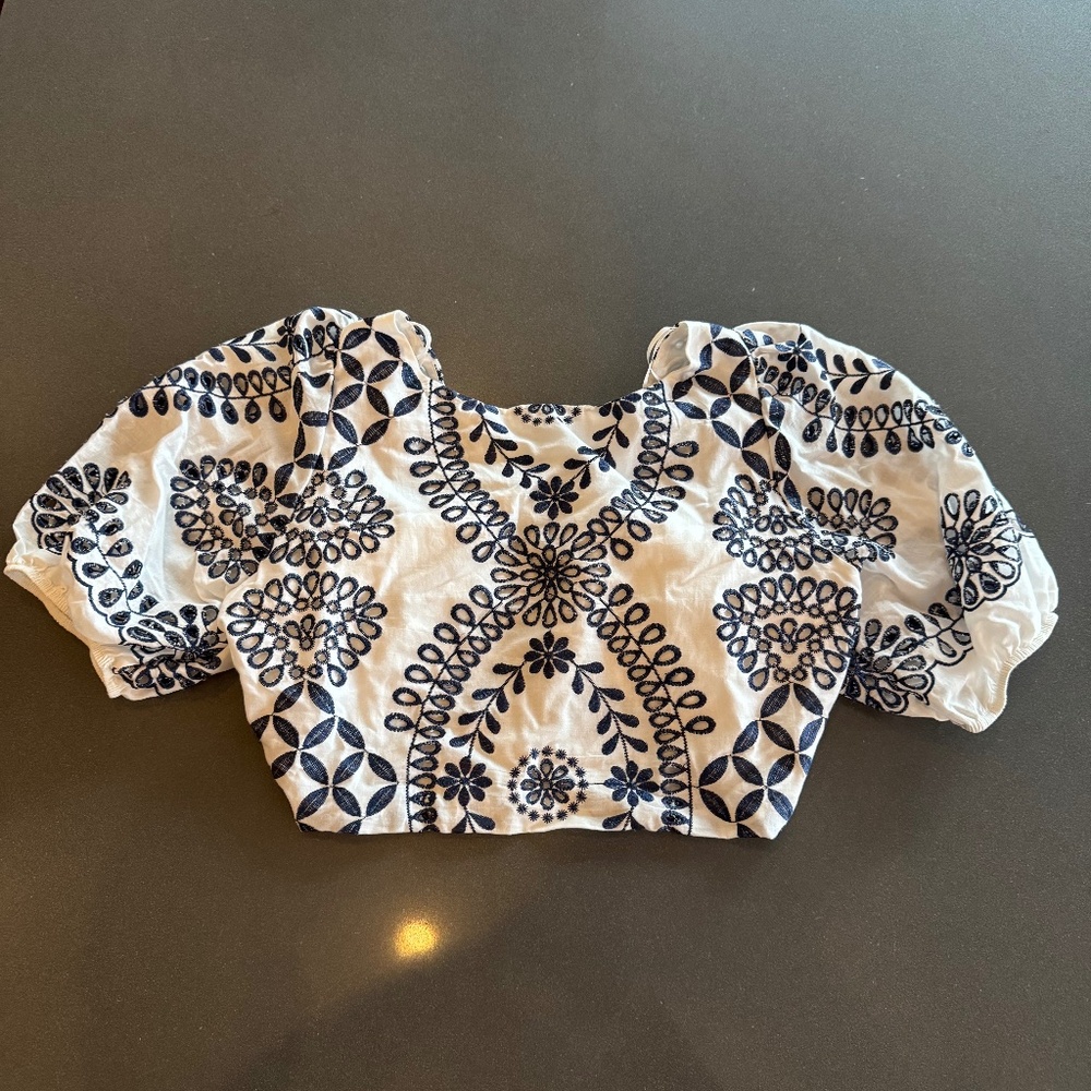 Renee C. Embroidered Crop Top